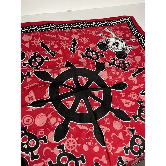 Disney Mickey Pirate Red Bandana Scarf 22x22" Skull Cruise - Picture 2 of 4